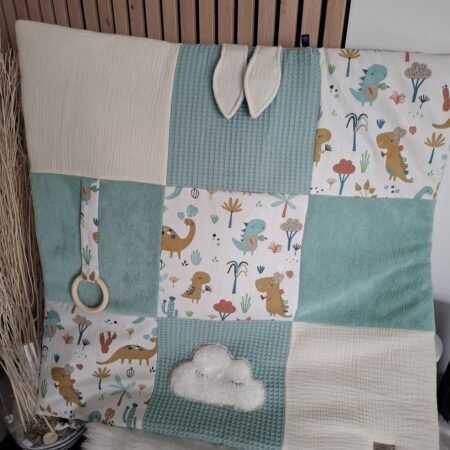 Tapis de jeu sonore bébé, coton, dessous plastifié