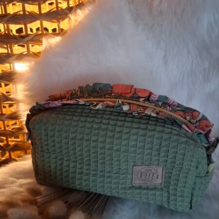 Trousse de toilette rectangulaire en nid d'abeille coton, faite main — L'atelier mimi de Susana